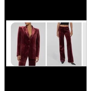 Ronny Kobo Suit Velvet Merlot Red Bianca Blazer Jacket Maura Wide Leg Pants S